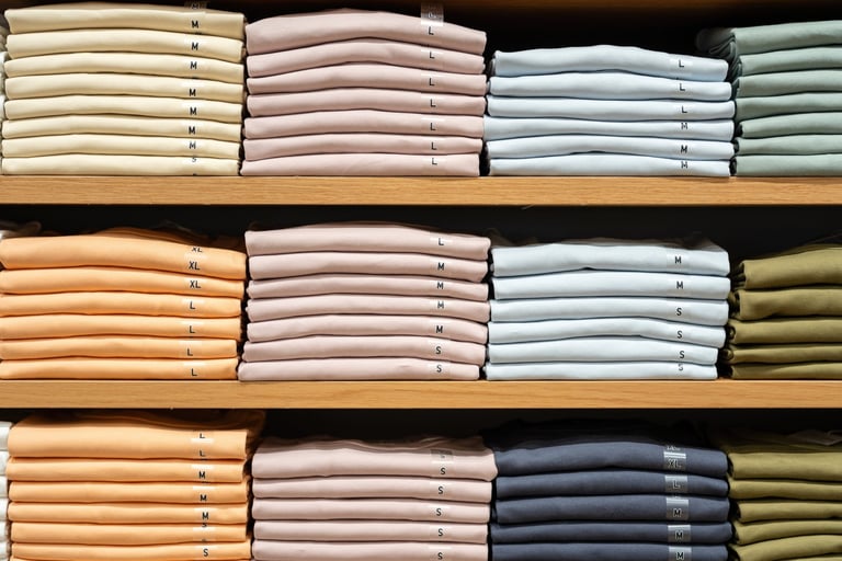 Neatly folded colorful laundry